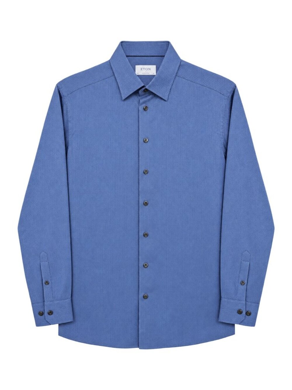 Eton Blue Textured Weave Dress Shirt Spread Collar Long Sleeve 16.5 / 42